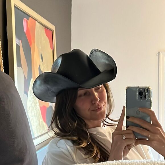 Western PBR Black Cowboy Hat Women’s Cattleman Style Large - Picture 3 of 8